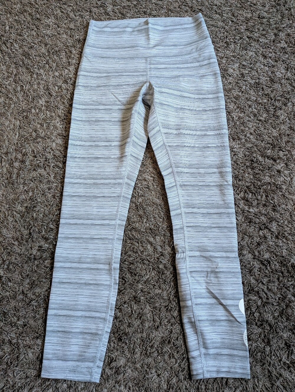 Lululemon Cyber Stripe White Silver Fox Logos High Times 25" Legging Sz 6
